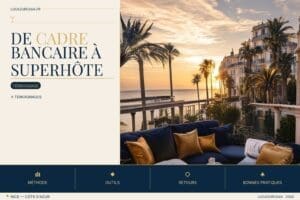 Couverture éditoriale De cadre bancaire à superhôte — témoignage superhôte Airbnb Nice reconversion Locazurcasa