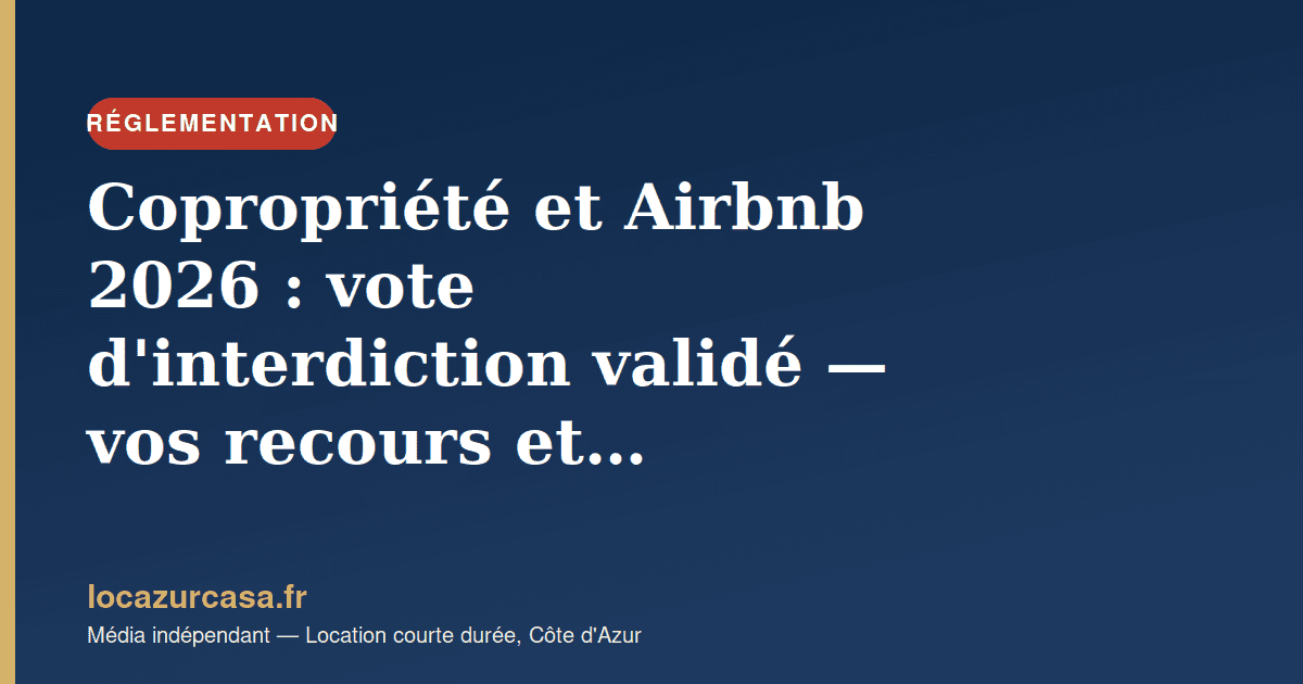 Copropriété et Airbnb 2026 : vote d’interdiction validé — vos recours et alternatives