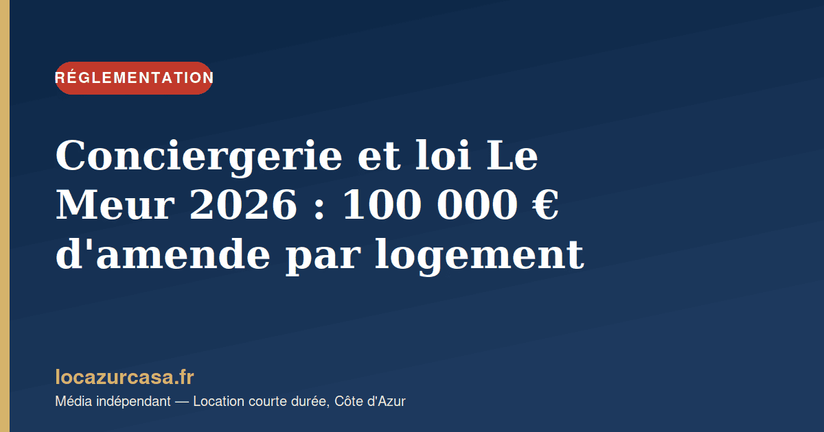 Conciergerie et loi Le Meur 2026 : 100 000 € d’amende par logement