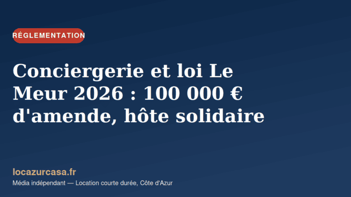 Conciergerie et loi Le Meur 2026 : 100 000 € d’amende, hôte solidaire