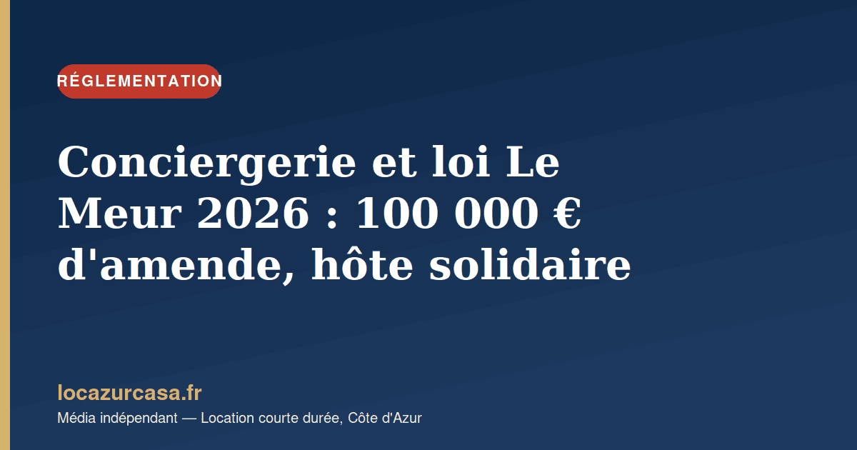 Conciergerie et loi Le Meur 2026 : 100 000 € d’amende, hôte solidaire