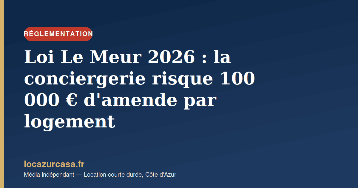 Loi Le Meur 2026 : la conciergerie risque 100 000 € d’amende par logement